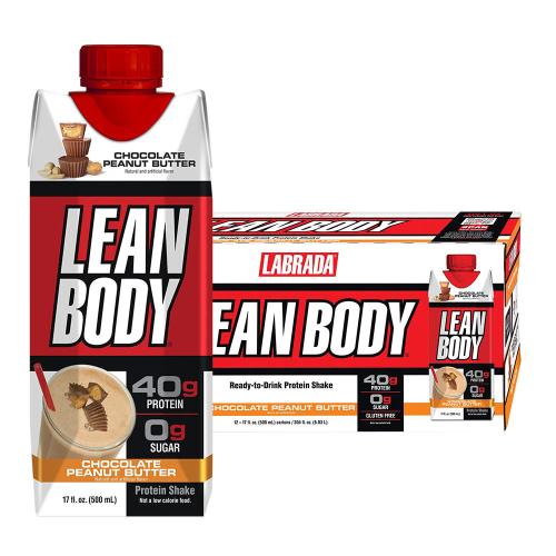 Labrada Lean Body Ready-to-Drink Protein Shake (12 x 500 ml, Schokoladen-Erdnussbutter)