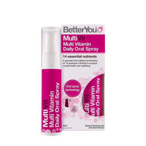 BetterYou Multivitamin Oral Spray - Multivitamin Mundspray (25 ml, Natürliche schwarze Johannisbeere und Pflaume)