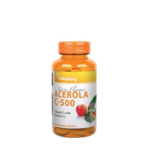 Vitaking Vitamin C-500 Acerola Raspberry (40 Kautabletten, Erdbeerbeutel)