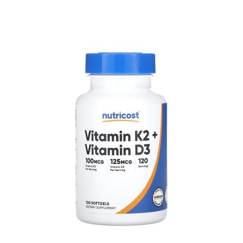 Nutricost Vitamin K2 (MK7) (100 mcg) + Vitamin D3 (5000 IU) (120 Weichkapseln)