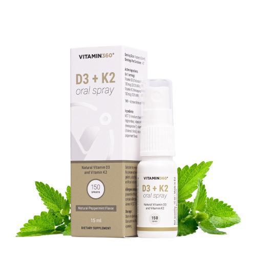 Vitamin360 D3 + K2 Oral Spray (15 ml, Natürliche Pfefferminze)